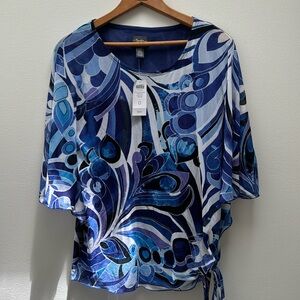 NWT Travelers Collection by Chico’s Retro Swirls Printed Mesh Top